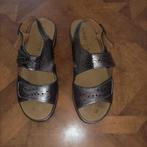 Longo leren zilverbrons sandalen maat 38, Longo, Zo goed als nieuw, Grijs, Sandalen of Muiltjes