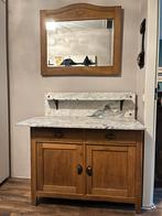 Vintage Dressoir met Marmer Blad en Spiegel, Huis en Inrichting, Badkamer | Badkamermeubels, Ophalen, Gebruikt, 100 tot 150 cm