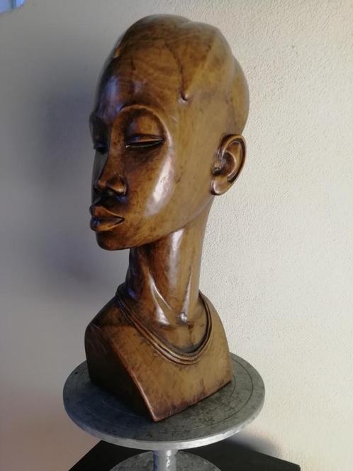 Vrouwenbuste Afrikaanse schone h. 34 cm, Antiek en Kunst, Kunst | Beelden en Houtsnijwerken, Ophalen of Verzenden