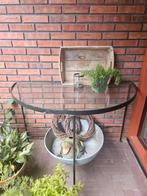 Metalen sidetable met glasplaat, Ophalen, Zo goed als nieuw, 25 tot 50 cm, Rechthoekig