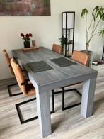 Bijna gratis: Robuuste houten eettafel 200 x 84 x 77cm, Ophalen, Gebruikt, 200 cm of meer, 50 tot 100 cm