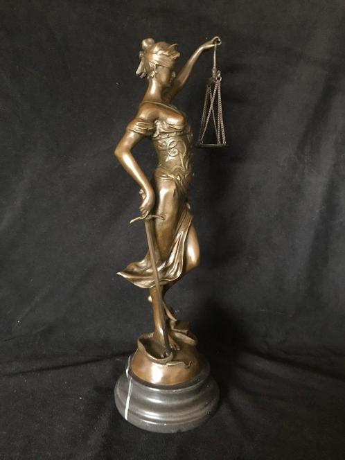 Vrouwe Justitia , Hoog 40 cm, Mayer, Brons/Bronzen., Antiek en Kunst, Kunst | Beelden en Houtsnijwerken, Ophalen of Verzenden