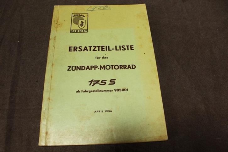 Zündapp 175S 1956 motorrad ersatzteil liste onderdelen boek, Motoren, Handleidingen en Instructieboekjes, Overige merken, Ophalen of Verzenden