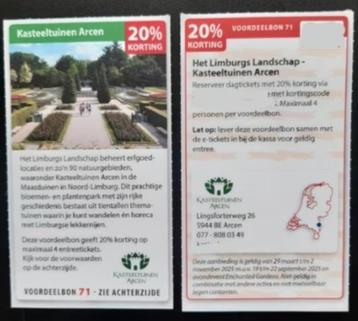Kasteeltuinen Arcen kortingsbon   beschikbaar voor biedingen