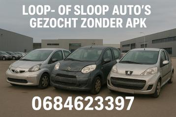 Gezocht loop of sloop auto’s zonder apk direct vrijwaring beschikbaar voor biedingen