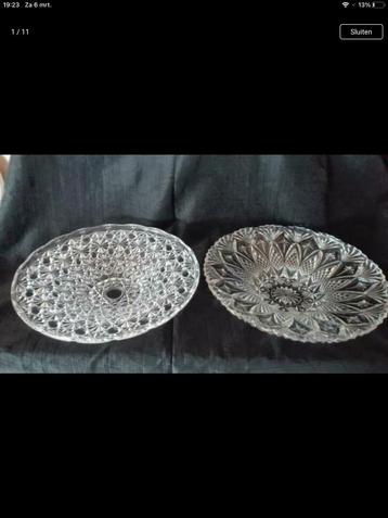 Vintage grote schalen Transparant  Doorsnede 33 cm beschikbaar voor biedingen