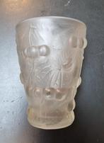 Barolac Josef Inwald Frosted Cherry Glass Vaas - Kwadraat, Antiek en Kunst, Antiek | Glas en Kristal, Ophalen of Verzenden
