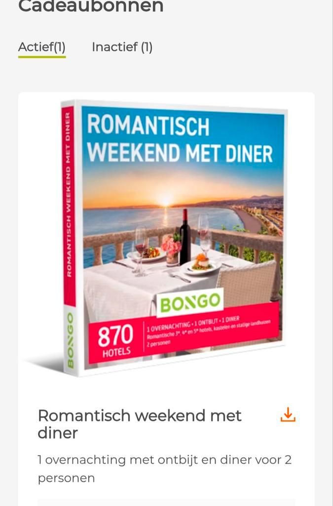 Bongo bon, Tickets en Kaartjes, Kortingen en Cadeaubonnen, Twee personen, Overige soorten