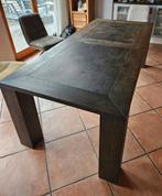 Eikenhouten eettafel met 6 sledestoelen - Mooie set!, Ophalen, Gebruikt, 100 tot 150 cm, Eikenhout