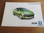 Instructieboek Peugeot 206 CC Cabriolet 2001 incl. audio, Ophalen of Verzenden