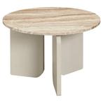 Marmeren Japandi salontafel/bijzettafel beige, 50 tot 100 cm, Rond, Ophalen of Verzenden, Zo goed als nieuw