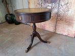Antieke pedestal tafel, bijzettafel met lederen inleg,, Antiek en Kunst, Ophalen