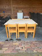 SCHILTE TAFEL + 6STOELEN OUDE SCHOOLTAFEL SCHOOL STOELTJE., Kinderen en Baby's, Kinderkamer | Tafels en Stoelen, Gebruikt, Ophalen of Verzenden