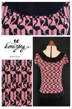 KING LOUIE retro zwart roze Flamingo truitje-M🌸🦩, Kleding | Dames, Truien en Vesten, King Louie, Maat 38/40 (M), Ophalen of Verzenden