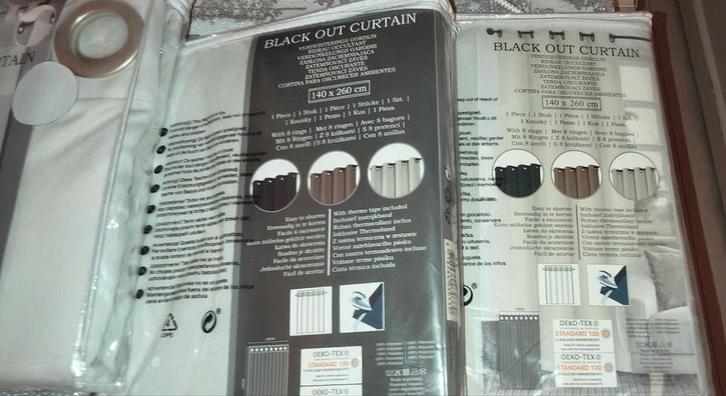 NIEUW 6x ringgordijn verduisterend 140x260, Huis en Inrichting, Stoffering | Gordijnen en Lamellen, Nieuw, 200 cm of meer, 100 tot 150 cm