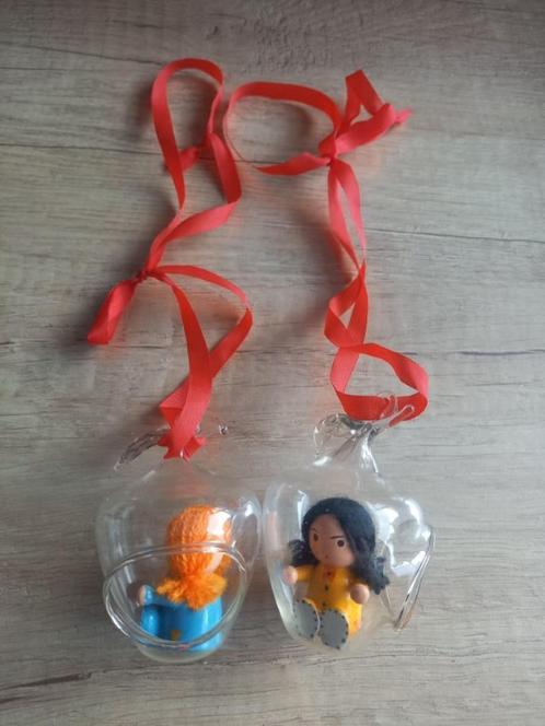 * Mooie vintage glazen appels met meisje *, Diversen, Kerst, Gebruikt, Ophalen of Verzenden