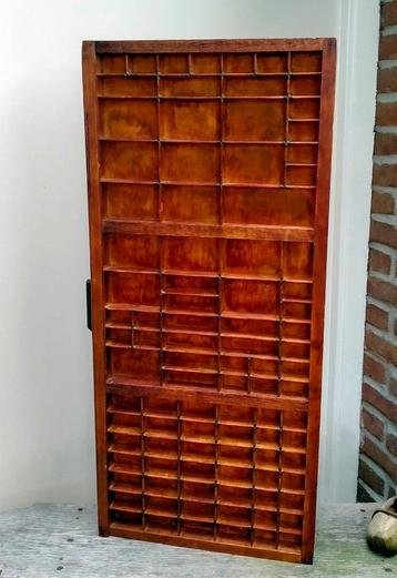 Antiek Houten Drukletter Lade Letterbak - 83x38,5CM beschikbaar voor biedingen