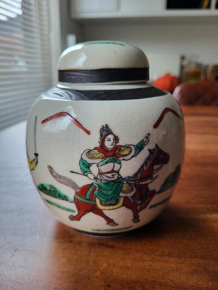 Antieke Chinese Gemberpot met Krijgers, Antiek en Kunst, Antiek | Keramiek en Aardewerk, Ophalen of Verzenden