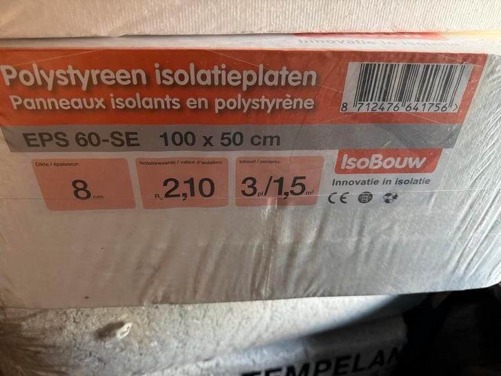 Polystyreen Isolatieplaten EPS 60-SE - 8cm, Doe-het-zelf en Verbouw, Isolatie en Afdichting, Nieuw, Vloerisolatie, Piepschuim (Tempex)
