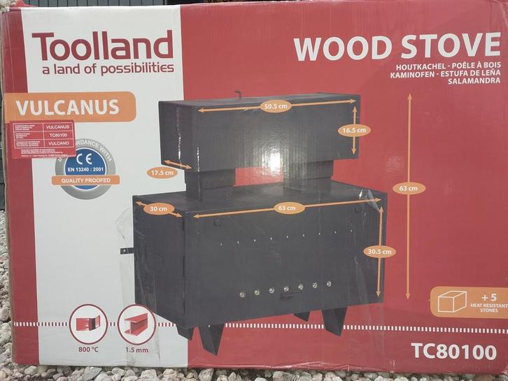 Toolland Vulcanus Houtkachel - Bijna nieuw in doos!, Huis en Inrichting, Kachels, Nieuw, Vrijstaand, Houtkachel, Hout, Ophalen