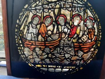 wonderbare visvangst Jezus 4 apostelen in glaspaneel lijst