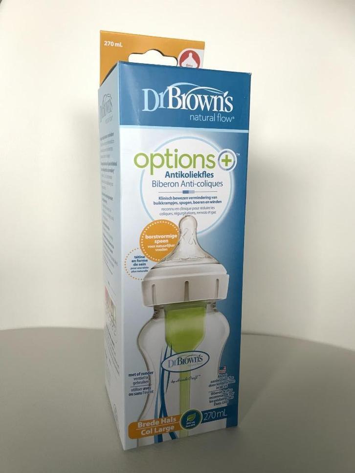 Nieuwe Dr. Brown's Options anti-colic brede halsfles 270 ml, Kinderen en Baby's, Babyvoeding en Toebehoren, Nieuw, Overige typen