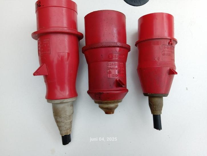 Krachtstroom - eurostekkers ( 3 stuks), Doe-het-zelf en Verbouw, Elektra en Kabels, Gebruikt, Stekker, Ophalen of Verzenden