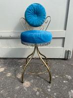 Vintage boudoir Blauwe Stoel Gouden Frame hollywood regency, Huis en Inrichting, Stoelen, Ophalen, Gebruikt, Blauw, Metaal