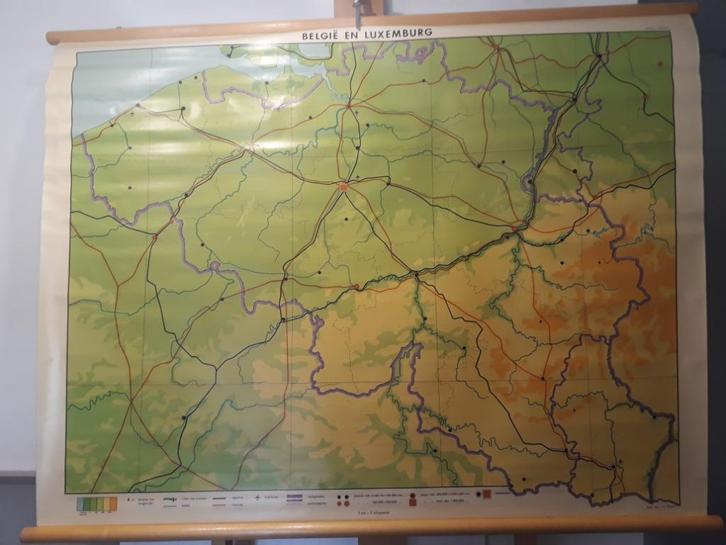 Oude schoolplaat Belgie / Luxembirg, Antiek en Kunst, Antiek | Schoolplaten, Aardrijkskunde, Ophalen