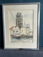 Brobbel aquarel van de Grote Kerk te Dordrecht, Antiek en Kunst, Ophalen