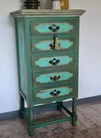 Spaans ladenkastje vintage India Ibiza bohostyle groen, Ophalen, 5 laden of meer, 50 tot 100 cm, Zo goed als nieuw