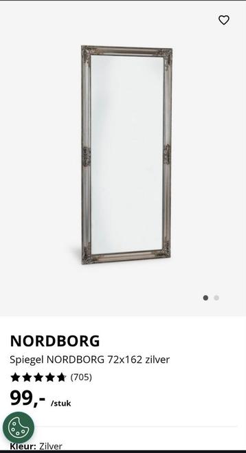 NORDBORG Spiegel 72x162 zilver  beschikbaar voor biedingen