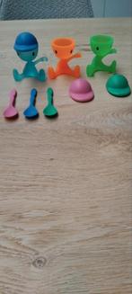 Alessi eierdopjes met lepeltjes en zoutvaatjes, Ophalen of Verzenden, Gebruikt, Kunststof, Los bestek