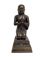 Oude Bronzen Knielende Boeddha – Anjali Mudra, Ophalen of Verzenden, Gebruikt
