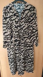 Geisha midi jurk ronde hals lange mouw beige/zwart maat L/40, Maat 38/40 (M), Verzenden, Zwart, Zo goed als nieuw