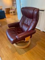 Leren draai relax stoel bordeaux rood, Ophalen, Gebruikt, 75 tot 100 cm, Leer