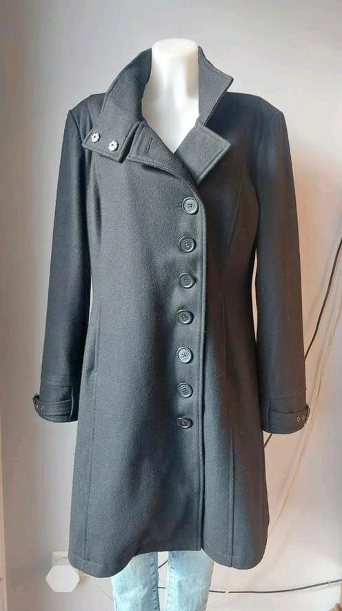 Winck Jeans wollen jas - maat 44, Kleding | Dames, Jassen | Zomer, Gedragen, Maat 42/44 (L), Zwart, Ophalen of Verzenden