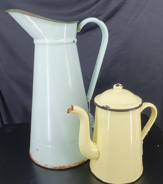 emaille kannen potten brocante kan en koffiepot schenkkan, Antiek en Kunst, Antiek | Emaille, Ophalen of Verzenden