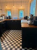 IKEA U-keuken met Bosch oven, ATAG fornuis & retro koelkast, Ophalen, Gebruikt, U-keuken, Zwart