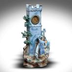 Biscuitporseleinen klokje met paarden, Ophalen of Verzenden, Gebruikt, Analoog, Wekker of Tafelklok