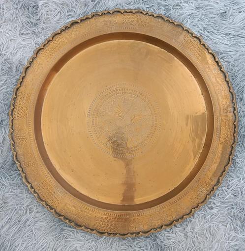 Zeer grote en zware koperen muurteller (60 cm), Antiek en Kunst, Antiek | Koper en Brons, Ophalen of Verzenden