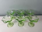 Set van 6 groen vintage Italiaanse design ijs coupes, Antiek en Kunst, Antiek | Glas en Kristal, Ophalen of Verzenden