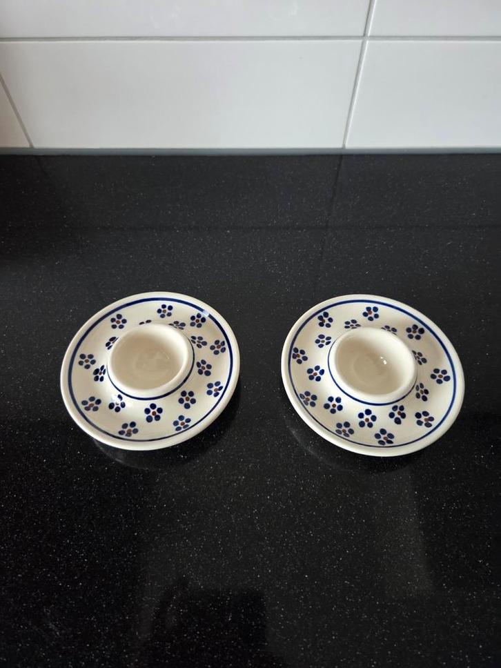 2 Bunzlau Castle eierdopjes - Zo goed als nieuw!, Huis en Inrichting, Keuken | Servies, Zo goed als nieuw, Overige stijlen, Aardewerk
