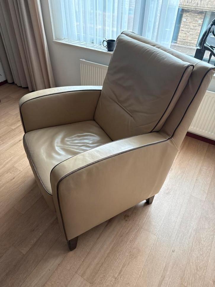 60% korting! Twee prachtihe lederen fauteuils, Huis en Inrichting, Fauteuils, Gebruikt, Leer, 75 tot 100 cm, Ophalen