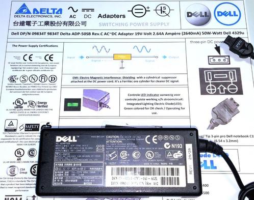 Dell 09834T ADP-50SB 4329U 6500476 19V 2.64A 50W AC Adapter, Computers en Software, Laptop-opladers, Zo goed als nieuw, Ophalen of Verzenden
