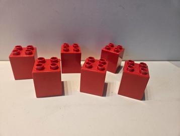 Lego Duplo - 6 Rode Hoge Bouwblokken beschikbaar voor biedingen