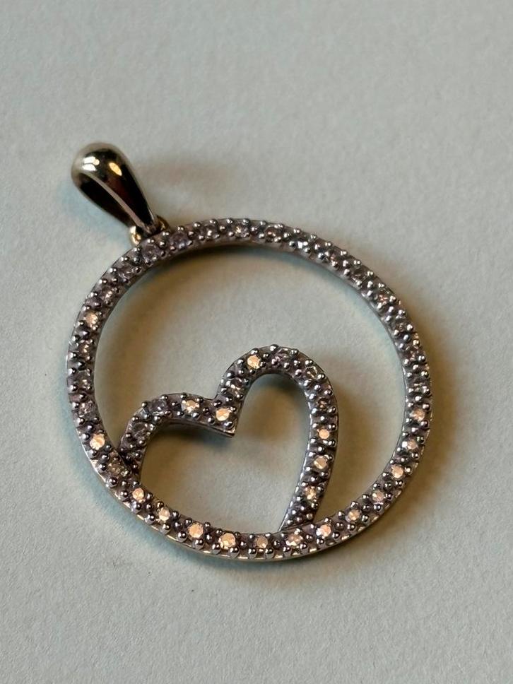 Prachtige 9 karaat gouden ketting hanger met diamantjes, Sieraden, Tassen en Uiterlijk, Kettinghangers, Zo goed als nieuw, Goud