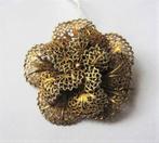 Antieke goud op zilver filigrain broche ca 1900 (5249-1115), Ophalen, Zilver, Broche, Verguld