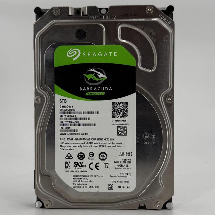Seagate Barracuda HDD 3.5" | 6TB SATA III | 5600RPM, Computers en Software, Harde schijven, Zo goed als nieuw