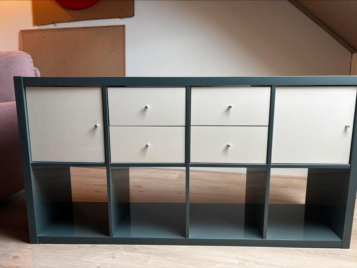 Blauwe IKEA kallax kast 8 vakken, Huis en Inrichting, Kasten | Wandmeubels, Gebruikt, Minder dan 100 cm, Minder dan 150 cm, 25 tot 50 cm